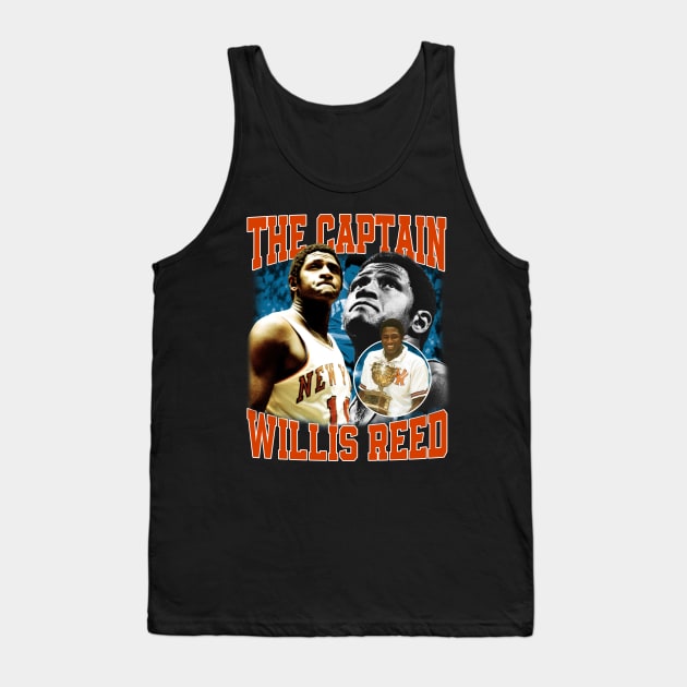 Willis Reed The Captain Basketball Legend Signature Vintage Retro 80s 90s Bootleg Rap Style Tank Top by CarDE